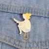 Creative Cartoon Girl Brooch Featuring Cute Yellow Hair And Fluffy Legs For Fun Fashion Accessories