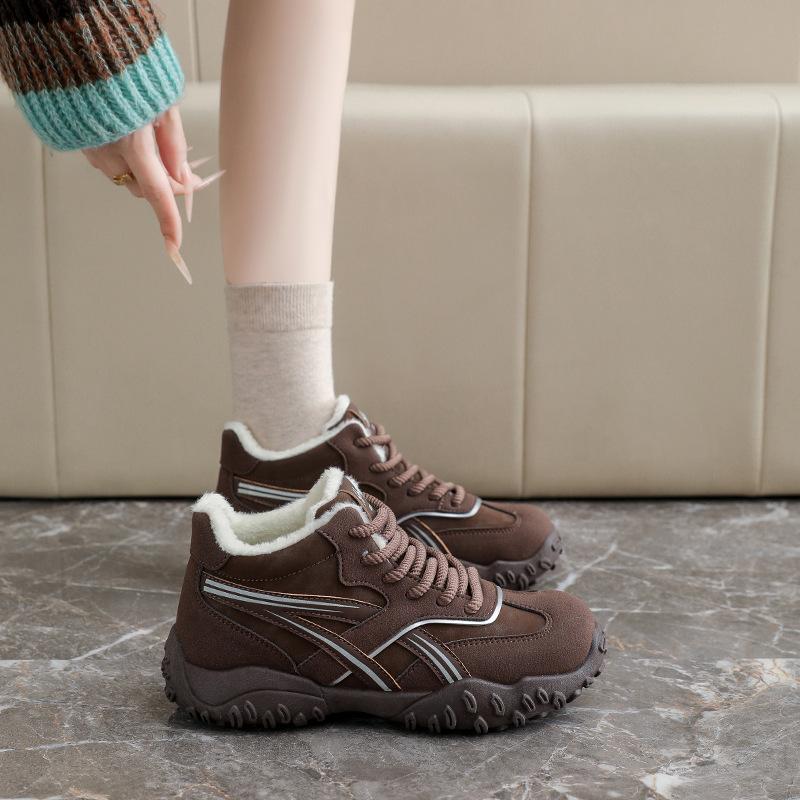 Women's Winter Warm Sneakers Chunky Platform Snow Boots With Faux Fur Lined Outdoor Non-Slip Short Booties Causal Work Running Walking Shoes for Women