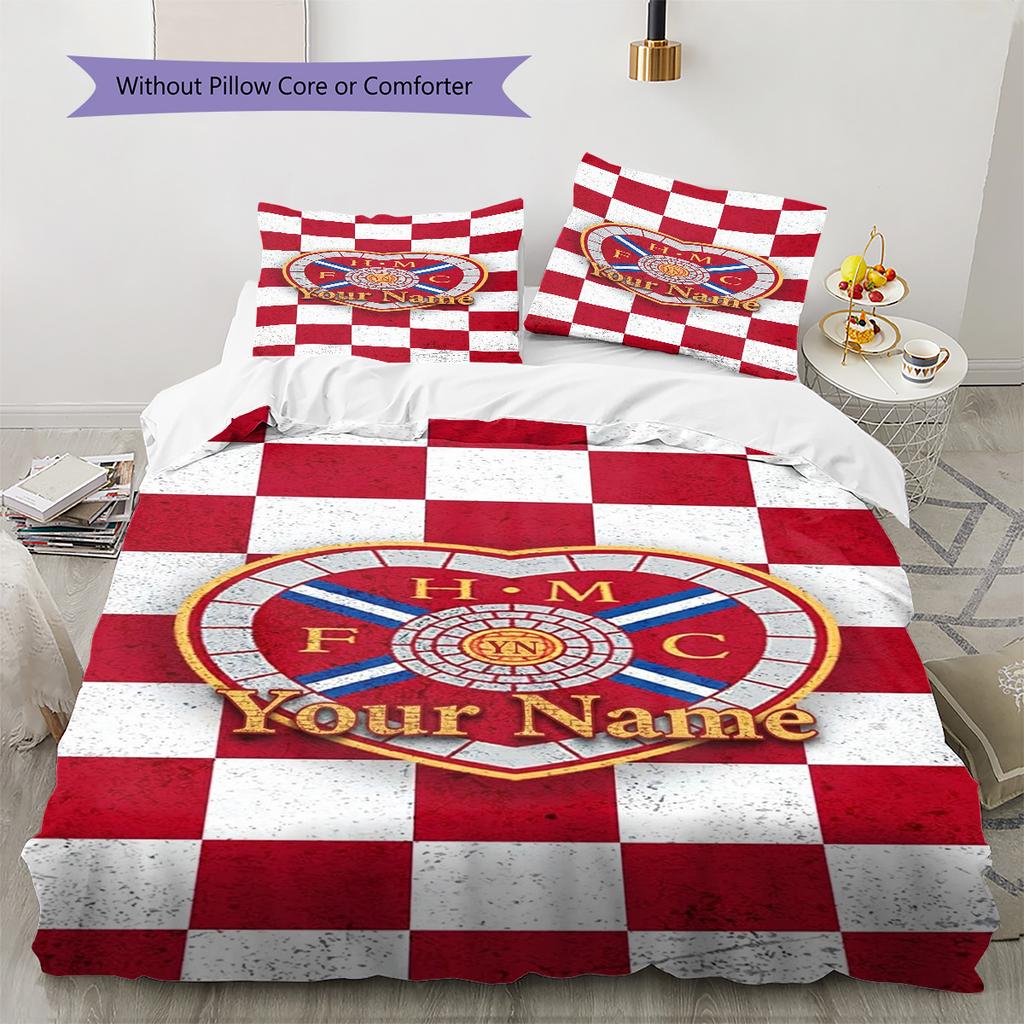 Set Piumone Biancheria da Letto con Motivo a Cuore e Calcio Nome Personalizzato Copripiumone Federe Regalo di Compleanno per la Casa(1 * copripiumino + 2 * federa, senza nucleo)
