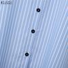 ZANZEA Women Casual Adjustable Long Sleeve Loose Lapel Collar Stripe Shirt Dress