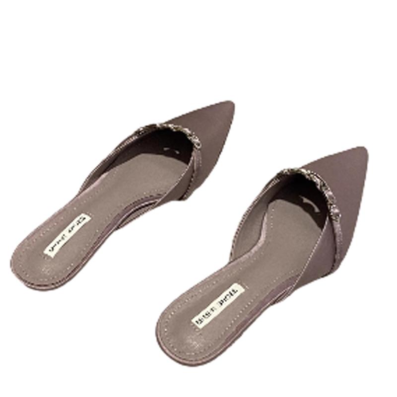 Pantoufles Femme Pointues à Cristaux Mode Printemps Élégantes Chaussures à Talons Slingback Sandales Femme Confortables Tendance 2025 Femme Zapatillas