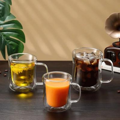 Heat-Resistant Double Wall Glass Cup Beer Coffee Cup Handmade Beer Tumbler Mug Tea Juice Whiskey Mugs Transparent Drinkware