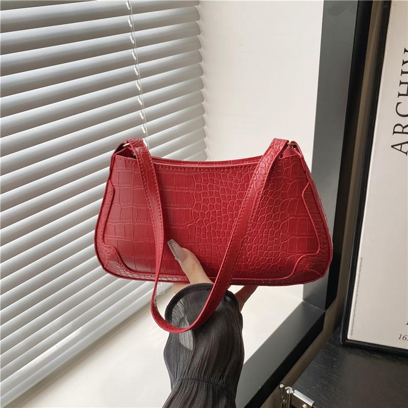 Popular solid color, texture, temperament, versatile urban commuting, simple and high-value women's portable shoulder underarm bag