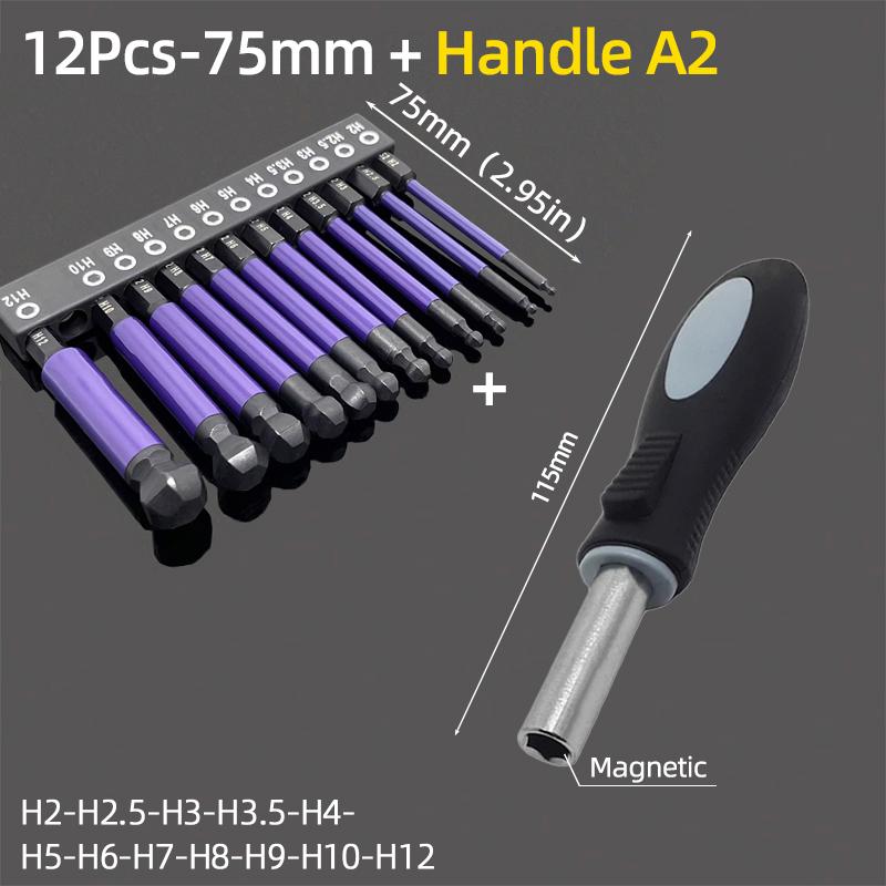Ball End Hex Screwdriver Bits Set 1/4” Inch Screw Driver Drill Bit Shank Magnetic S2 Steel 65/100mm Ratchet Wrench Hand Tools