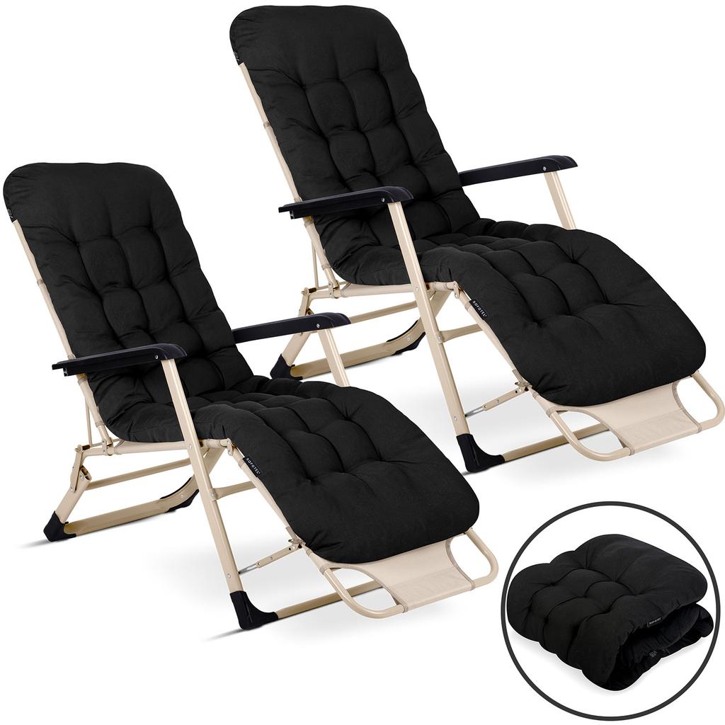 Foldable Garden Lounger With Cushion Sofotel Chillwell Set of 2 Black