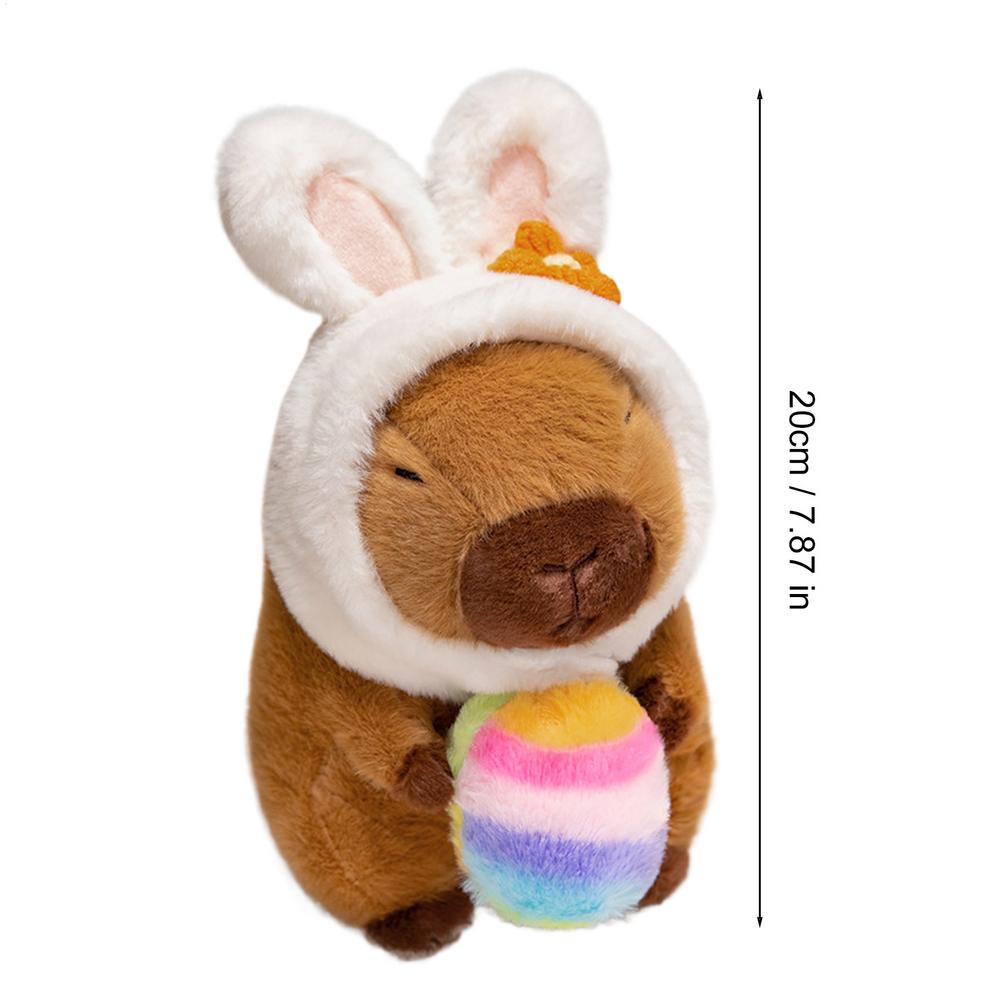 

Capybara Plush 7.8 Inches Cuddly Dolls Holding Easter Egg Stuffed Animal Toy with Bunny Ear Hat for Home Birthdays Holiday Gifts