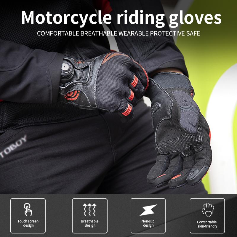 SFK New Motorcycle Gloves Full Finger Summer Mesh Breathable Knob Adjust Riding Protection Non-slip Wear-resistant Touch Screen