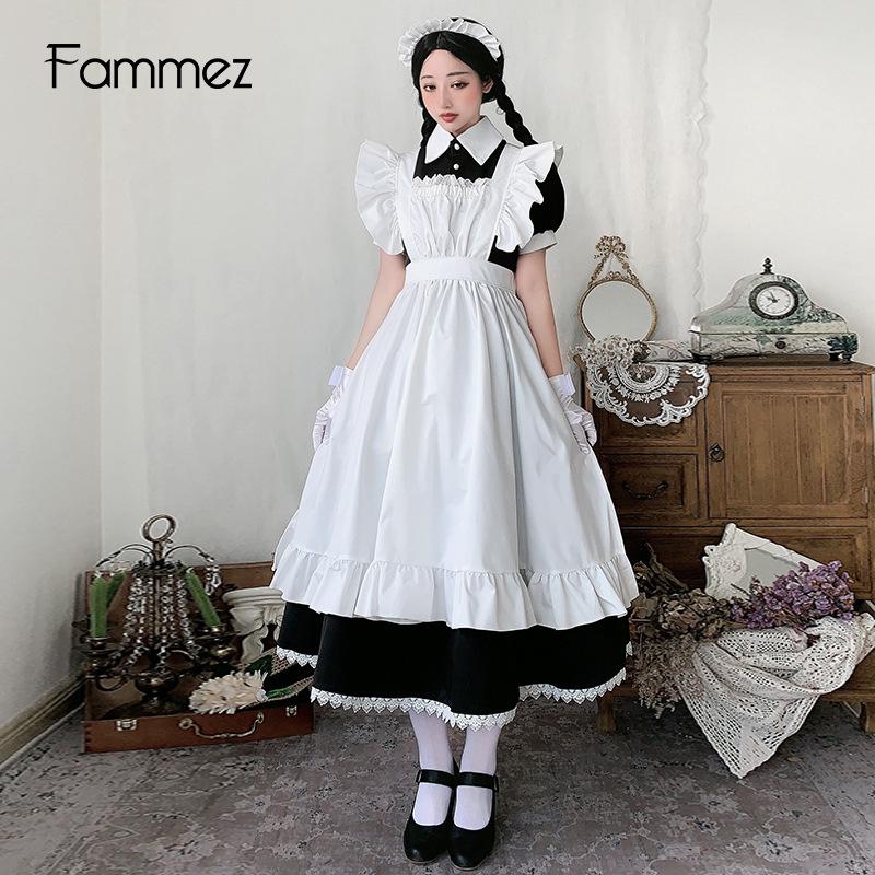 

Вдохновленное японским стилем черно-белое школьное платье горничной 5XL