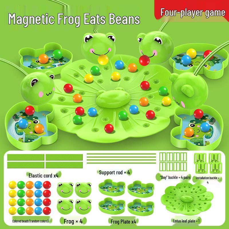 

Magnetic Frog Bean-Eating Beads Fishing Game for Early Learning and Parent-Child Interaction