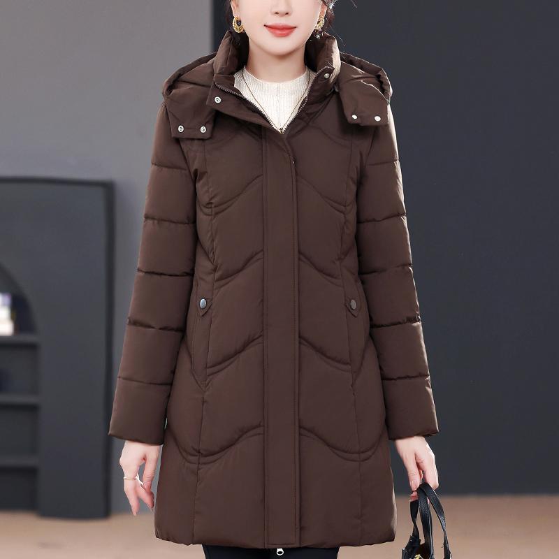 Middle Age Winter Long Coat Female Plus Size Parkas Hooded Elegant Thick Warm Woman Jackets