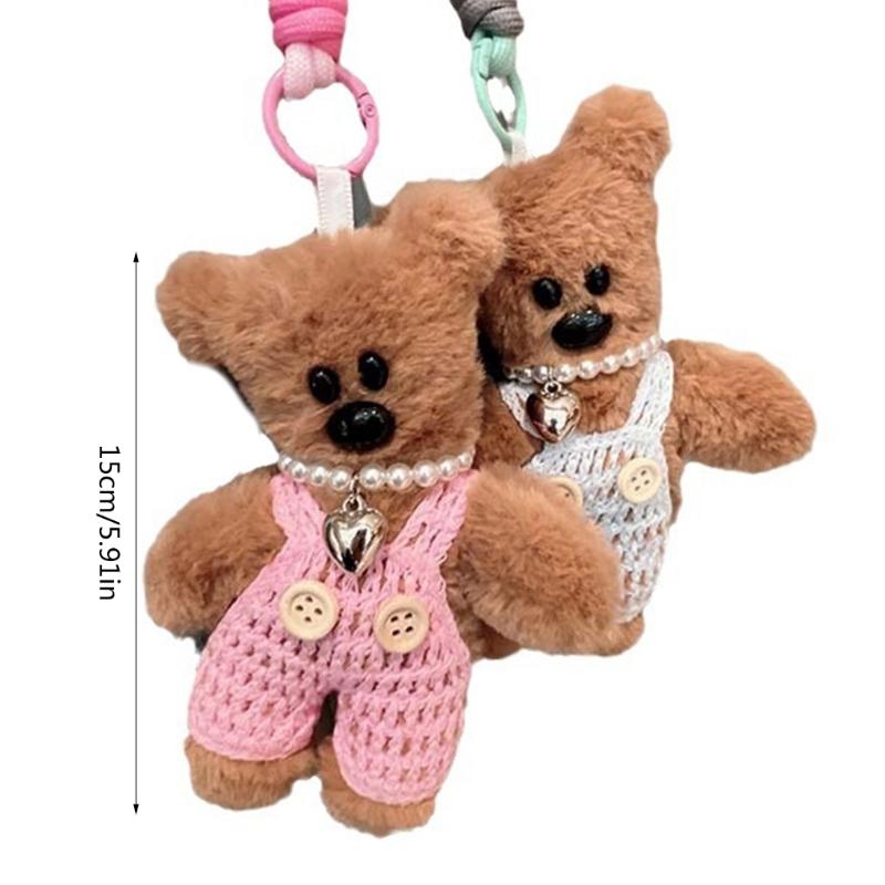 Plushy Bear Keychain Cartoon Animal Pendant Keyring Fashionable Squeaky Key Rings Jewelry for Backpacks and Phones