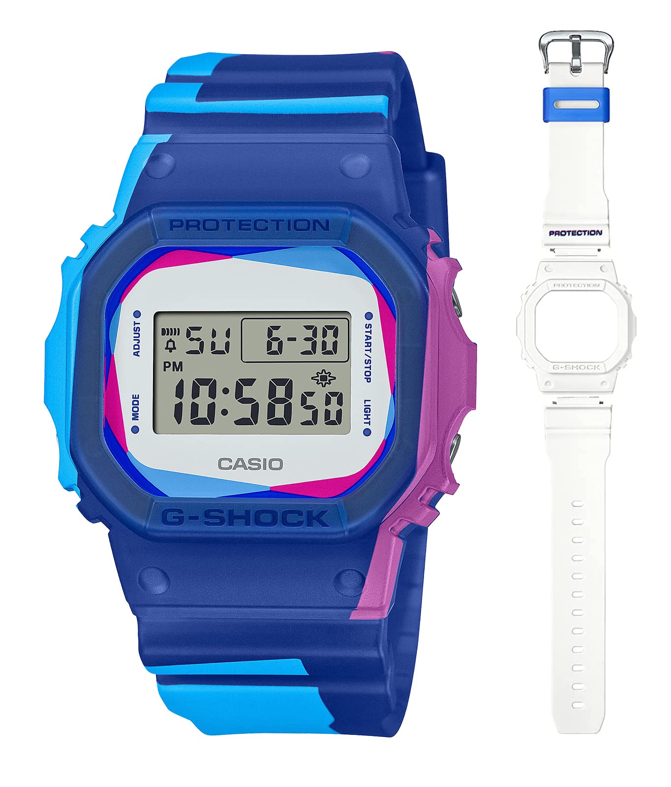 

Casio Men s Digital Quartz Watch with Plastic Strap DWE-5600PR-2ER, Blue, Strap, Blue, Strap
