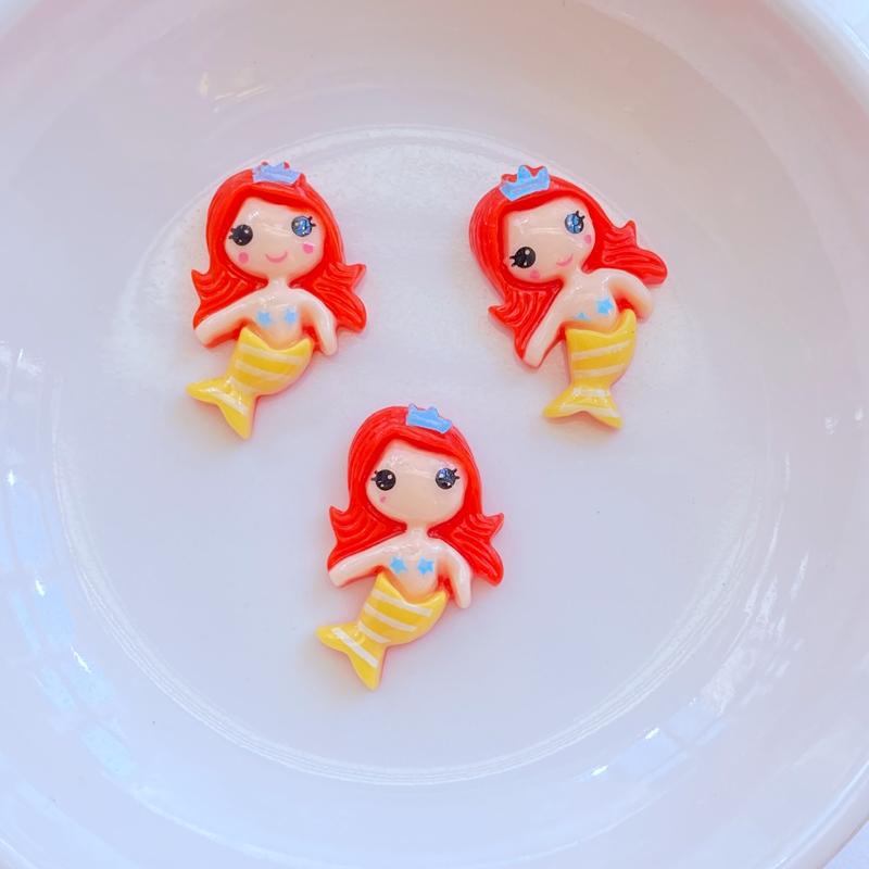 20Pcs New Mini Cute Mermaid Series Flat Back Resin Cabochons Scrapbooking DIY Jewelry Craft Decoration Accessorie