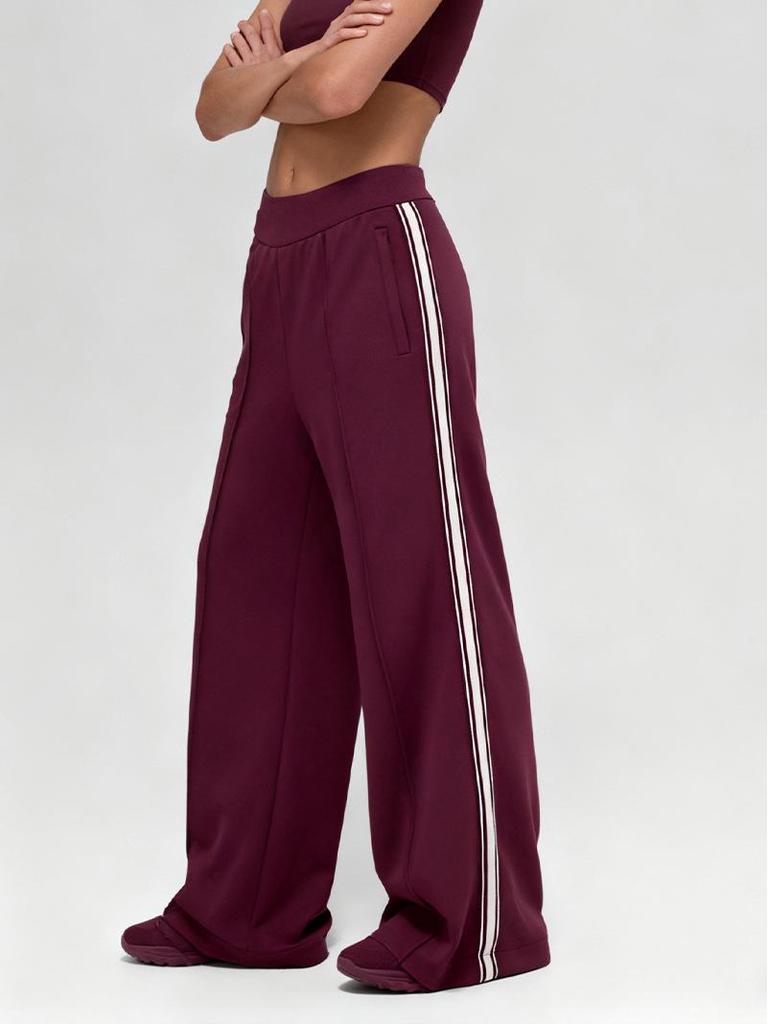 Women's Loose Wide-Leg White Striped Casual Pants - Anti-Pilling Modal, Autumn/Winter Collection