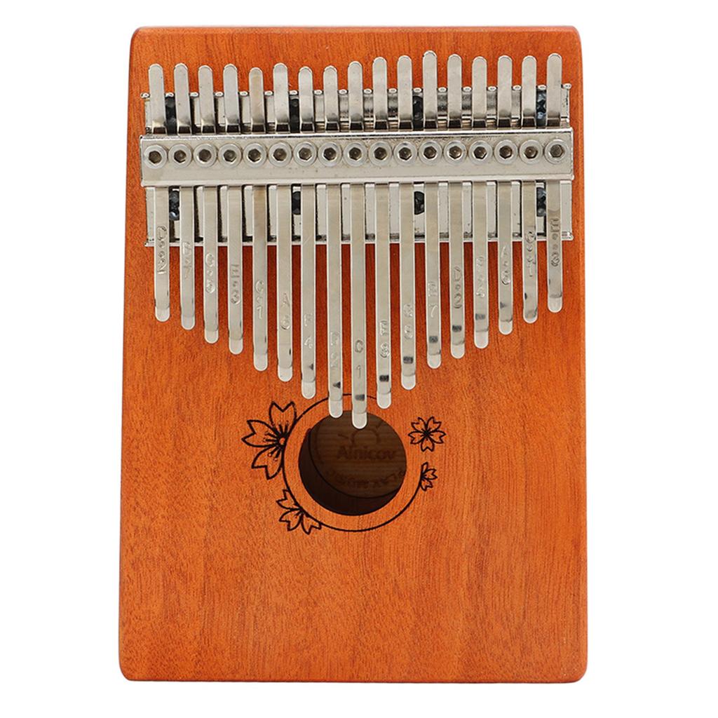 Thumb Finger Piano 17 Key Mahogany Floral Pattern Easy Playing Finger Instrument