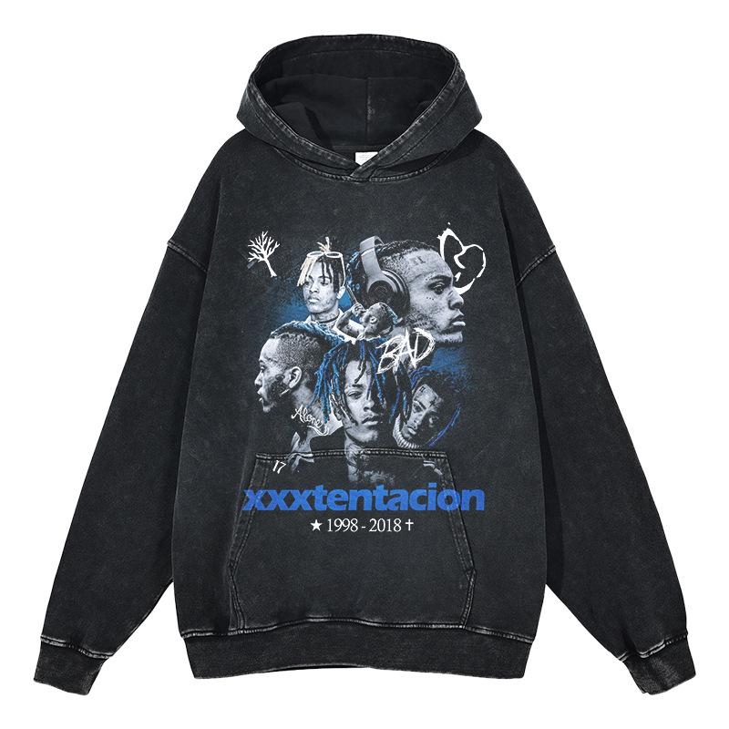 American Retro XXXTentacion Character Print Hip Hop Hoodie Sweatshirt