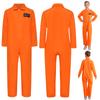 Kids Prisoner Jumpsuit Costume Long Sleeve One-Piece Jailbird Inmate Uniform for Themed Parties Cosplay
