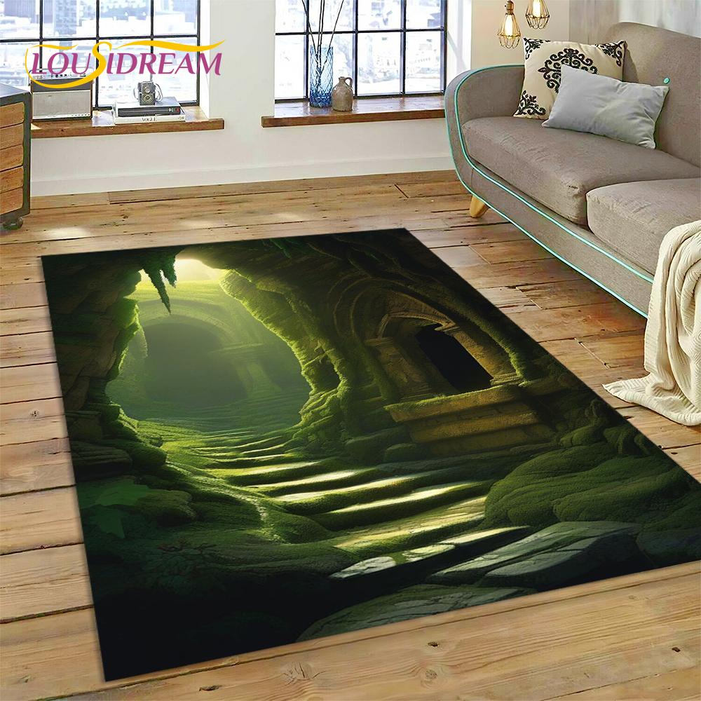 Illusion God's Temple Door Gate Carpet Rug for Living Room Bedroom Home Sofa Decoration,Kids Play Rug Floor Mat