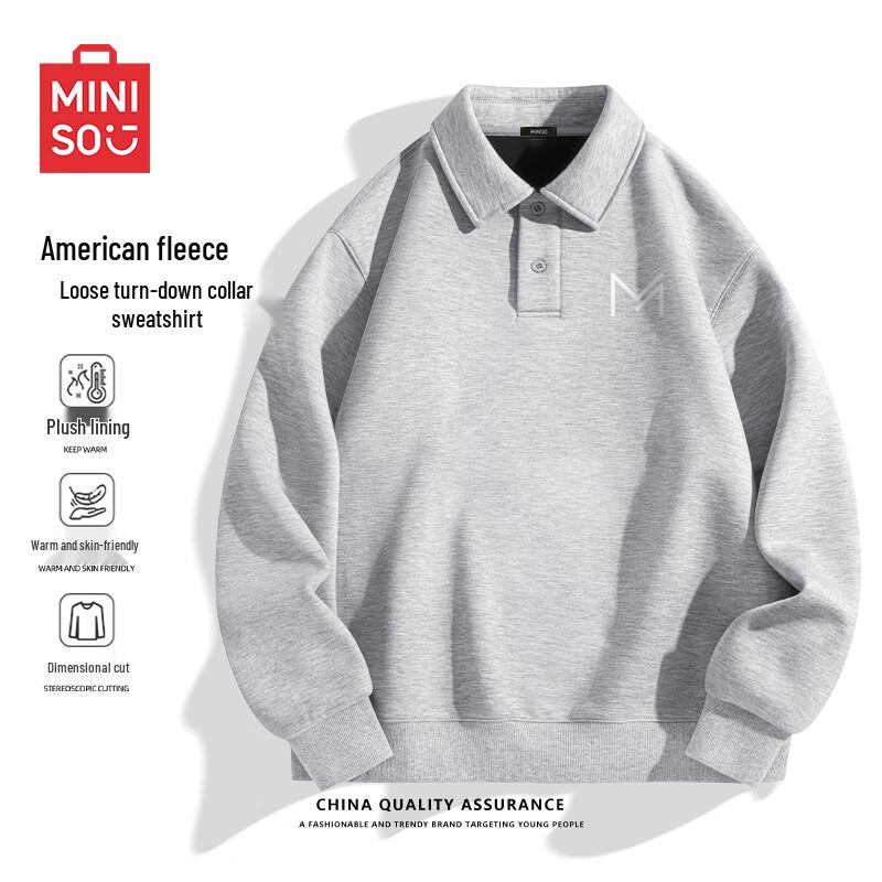 

MINISO Men s Fleece-Lined Stand-Collar Sweatshirt 3XL
