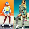 Gothic Y2K Lolita Fingerless Gloves for Halloween Costume Thigh High Boot Socks  for Women