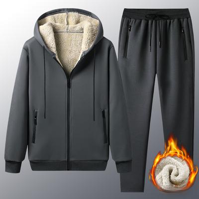 Winter Plus Size Sports Hooded Sweater Suit Men's Casual Sports Pants Plus Velvet Thickened Youth Men's Suit