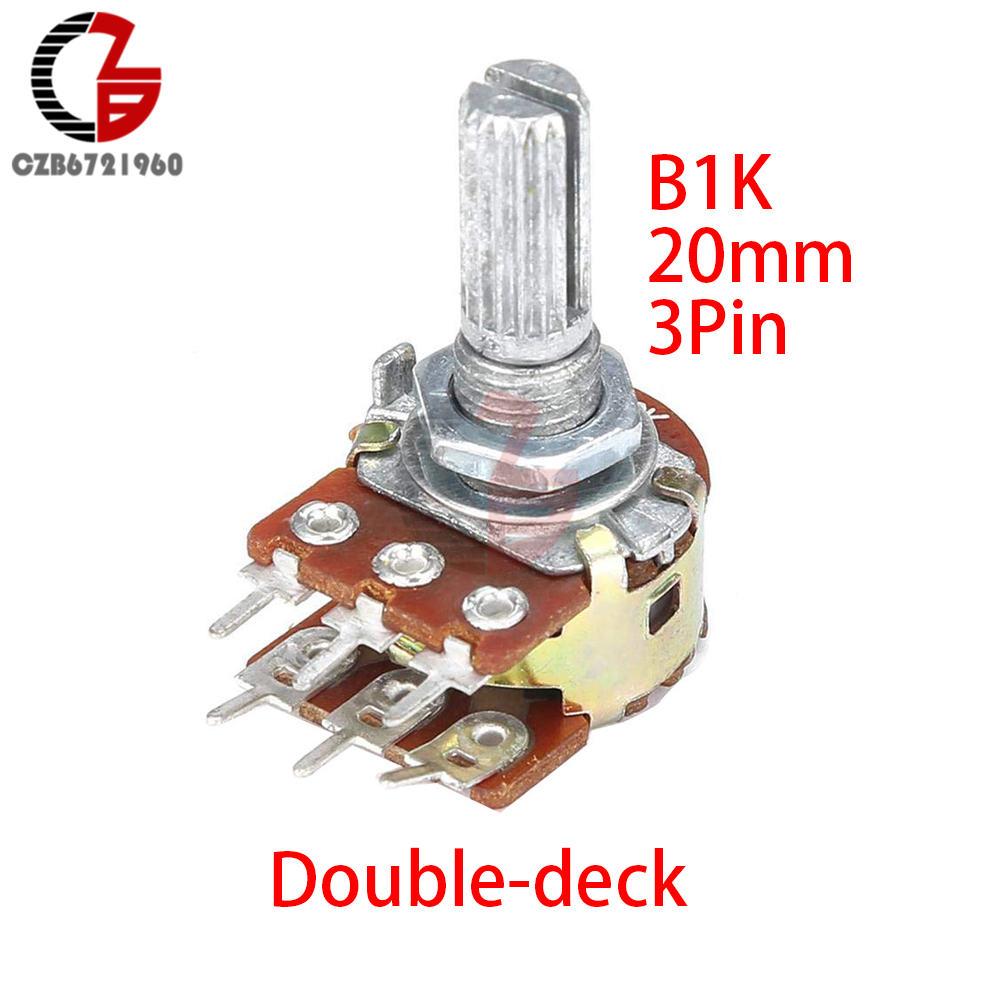 WH148 3-Pin 20mm Potentiometer Schalter 1K 2K 5K 10K 20K 50K 100K 250K 500K 1M B10 Potentiometer Einzel- Doppel-Schicht