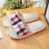 Four Seasons Indoor/Outdoor Plaid Linen Slippers with Non-Slip Foam Sole - Free Gift Included