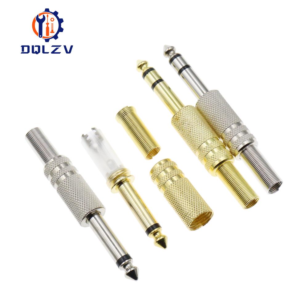 Gilding 6.35MM Jack Plug Male Mono Audio Connector Adapter 1/4Inch Male Soldering Audio Stereo Connectors