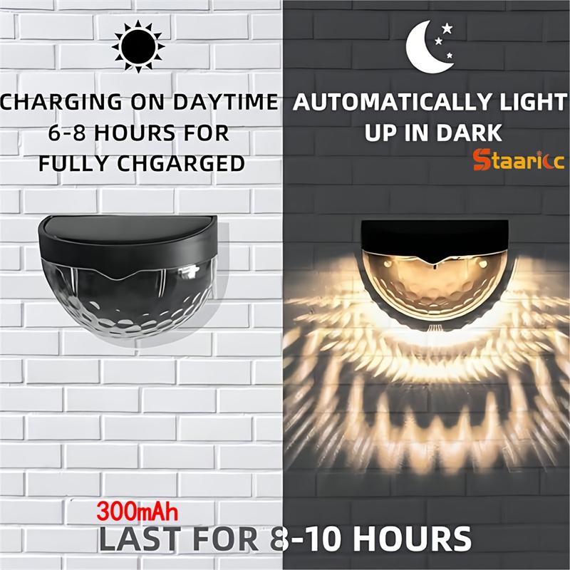 Solar-Powered Half-Circle Fence Lights Outdoor Wall Sconces Ambient Lighting Home Stair Lights Pillar Lights Outdoor Night Lights