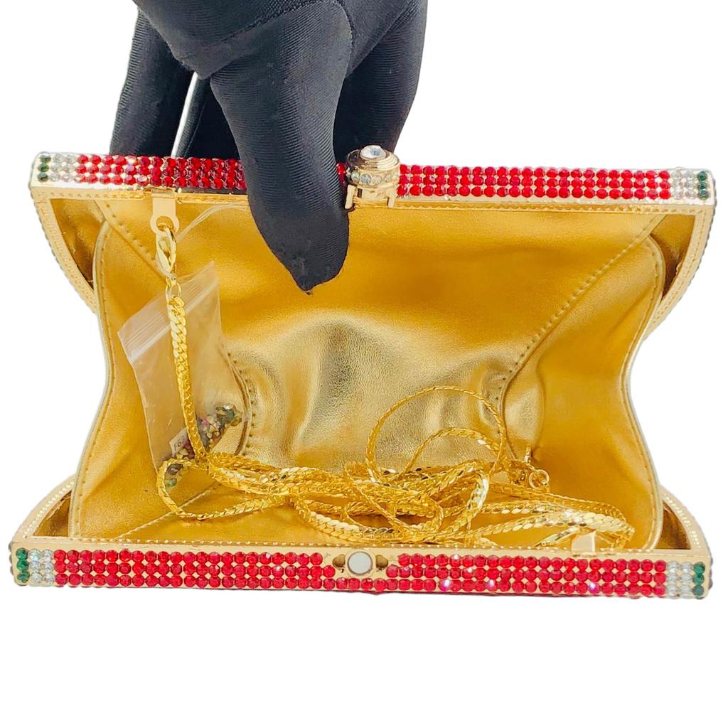 Boutique De FGG Notelty Watermelon Slice Clutch Purses, Women Formal Evening Handbags, Rhinestone Purses and Handbags for Party