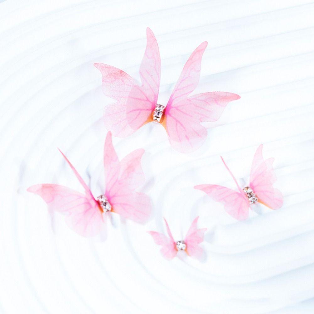 50Pcs Double Layer Butterfly Appliques Translucent Clothes Sewing Patch  Garment Design Materials