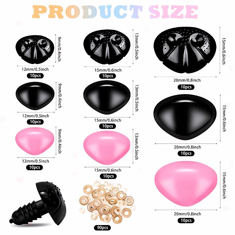 150-Piece Set: Plush Toy Screw-On Noses (Flower, Triangle, Oval)