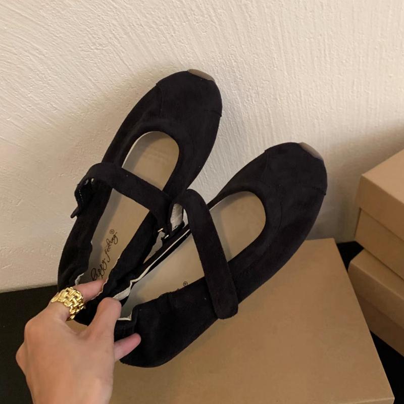 

Fashion SUOJIALUN 2025 Women Flat Shoes Fashion Round Toe Ladies Casual Dress Mary Jane Shoes Soft Flat Heel Outdoor Single Shoes 35 чёрный
