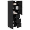 Highboard 2 pcs Black Oak Effect Engineered Wood and Glass