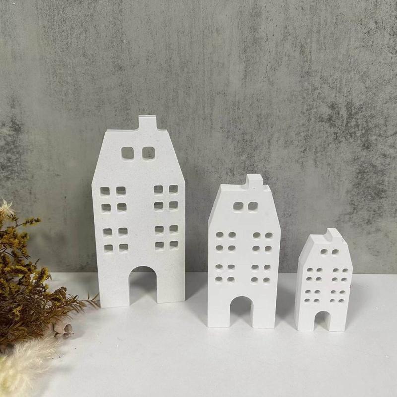 House Candle Molds Multiple Window House Resin Molds for Making Candle Cake Fondant Room Decorations Gypsum Ornaments