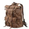 Men's Retro Waxed Canvas Backpack with Leather Trim, Multi-Pocket Design, Large Capacity for Outdoor Travel