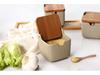 Japanese Ceramic Seasoning Jar Set with Bamboo Lids - Home & Restaurant Use