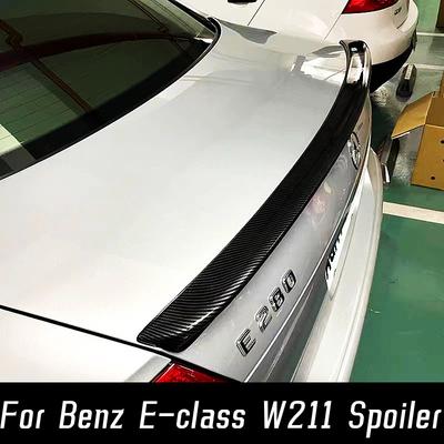 For 2002-2009 Mercedes-Benz E-class W211 E240 E230 E280 E35 Rear Trunk Lid Car Wings Ducktail Lip Spoiler Black Carbon Parts