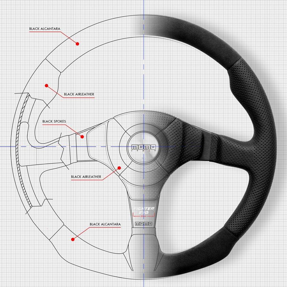 MOMO Fighter Evo Leather Steering Wheel for (350mm) F-33