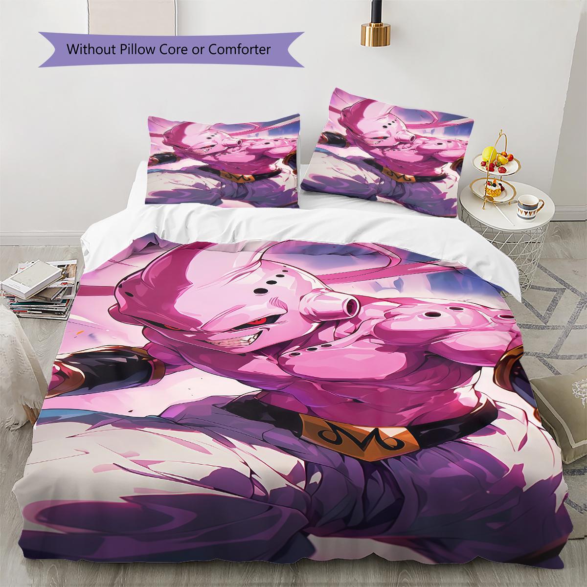 Majin Buu Pattern Bedding,Quilt Set Quilt Cover Pillowcase Home Birthday Gift (1 * duvet cover + 2 * pillowcase, without core)