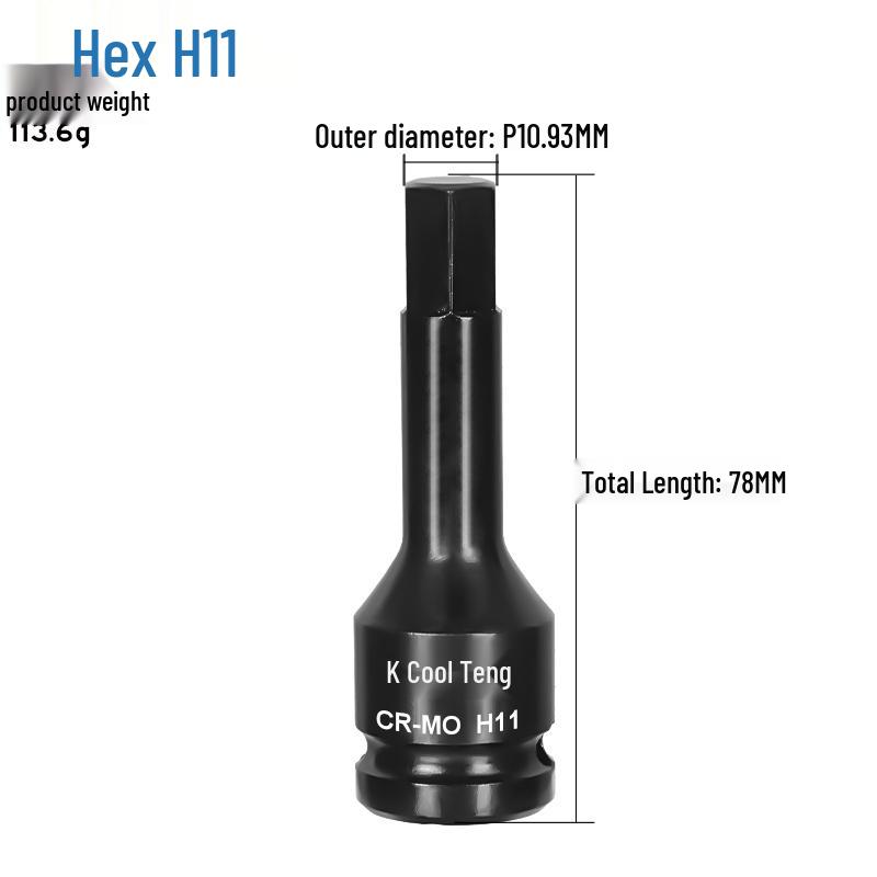 1/2 Large Air Gun Hex Screwdriver Socket Set - One-Piece Extended Pneumatic Bit Wrench