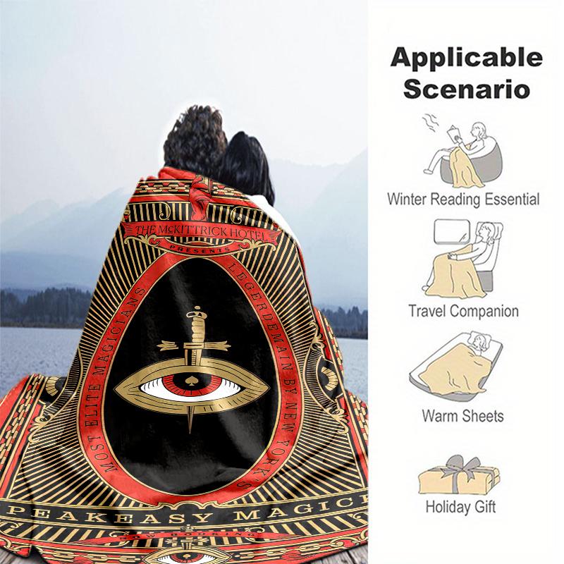 1PC All-Seeing Eye theme printed blanket, all season lightweight home office outdoor nap multifunctional blanket A9