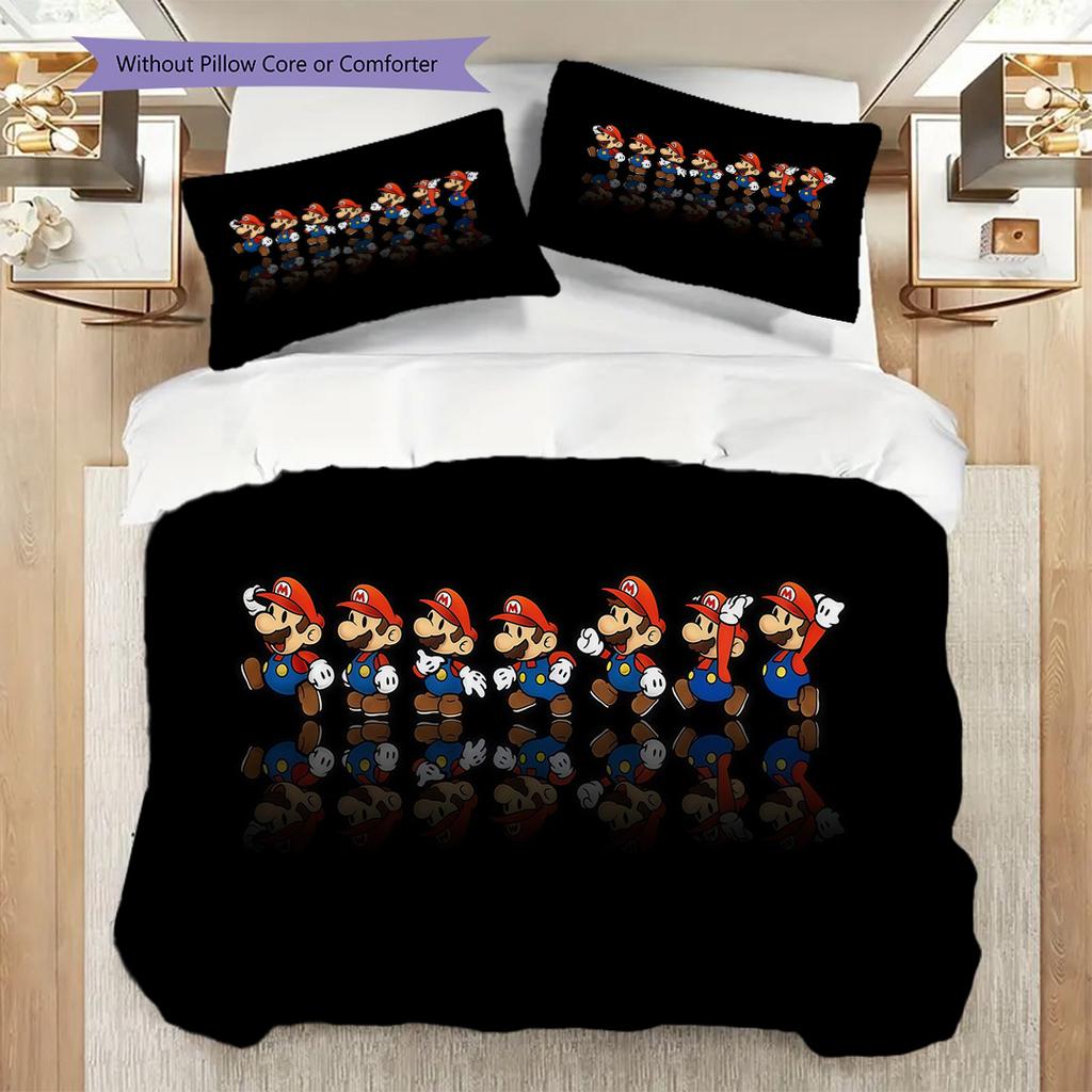 Super Mario Adventure Set Threepiece Set 1 Duvet Cover 2 Pillowcase Without Core Christmas Birthday Gift Soft And Comfortable Bedding Set