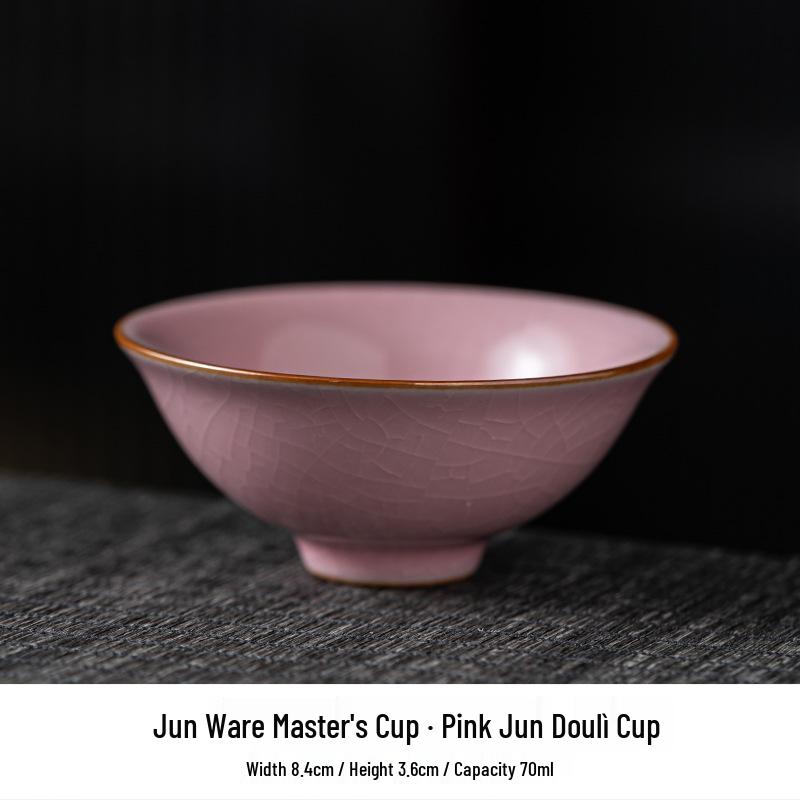 Ru Kiln Plum Blossom Ceramic Tea Cup - Petal Pink