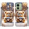 Handmade PU Leather Flip Case for Motorola Edge 40 Anti-Slip Shockproof Cover with Wrist Strap & Heart/Rose Cat Designs
