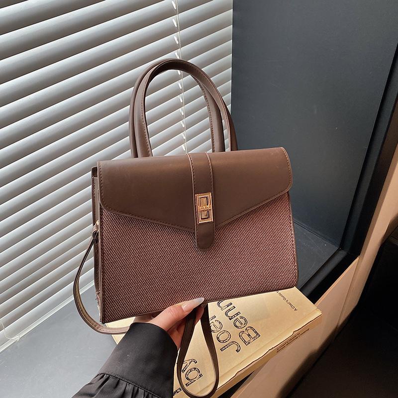 Summer Trendy Casual High-End Texture Contrast Splicing Small Square Bag Fashion Trendy Hand-to-Shoulder Crossbody Bag