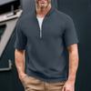 Men's Summer Solid Color Casual T-shirt Sports Breathable Zipper Collar Top