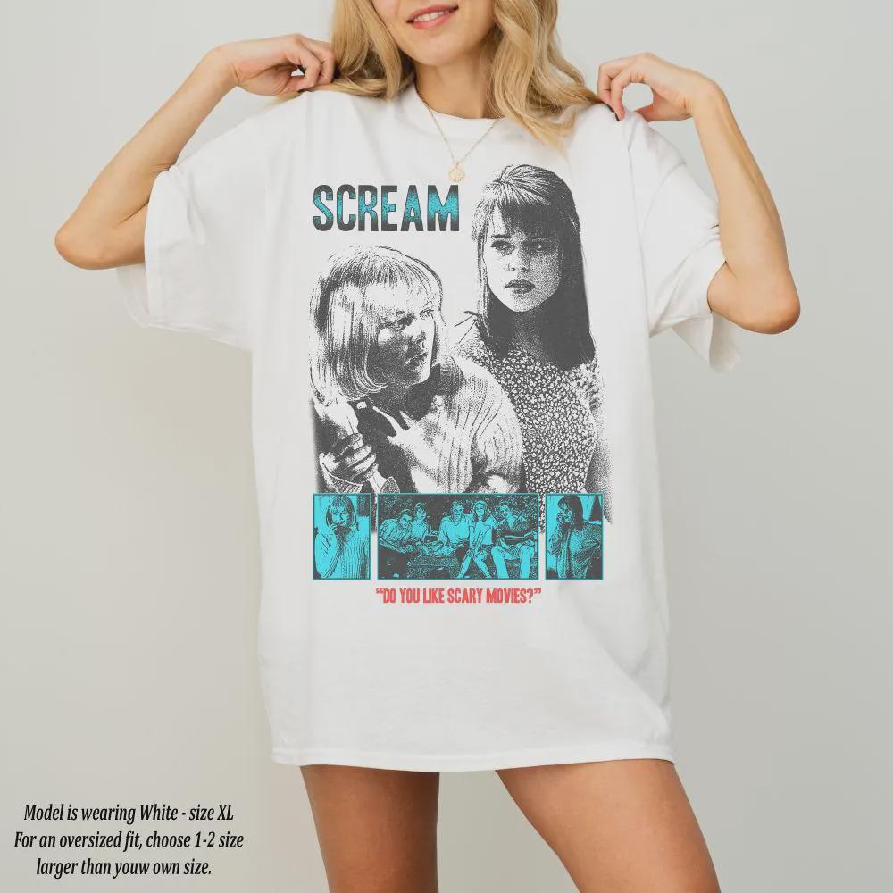 Shocking Scream Movie Tshirt Womens Tshirt Summer New Retro Unisex Cotton Casual Fashion Tshirt S
