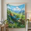 Legend Of Zelda Blanket, Open World Meadow Throw, Epic Sword Shield Flannel Blanket, Anime Gamer Aesthetic Throw, Cozy Gift Blanket