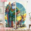 2pcs, plane printing Creative Curtains Tropical Beach Santa Surf Durable 100% Polyester Fabric (without rod) Art Deco Festive